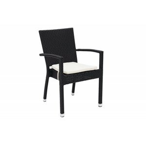 Kerti rattan szék párnával NAPOLI (fekete)