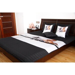 Fehér fekete gyerek ágytakarók kölyökkutyákkal Szélesség: 160 cm | Hossz: 210 cm