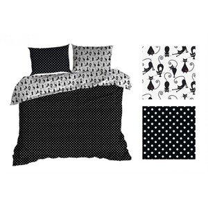Fekete-fehér kétoldalas ágyneműhuzat cicákkal