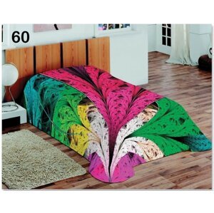 Dekoratív színes ágytakaró színes tollakkal díszítve