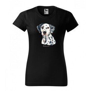 Modern női póló dalmát kutya szerelmeseinek XS Fekete