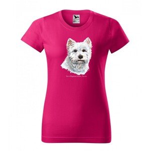 Női pamut póló eredeti West Highland Terrier mintával XS Rózsaszín