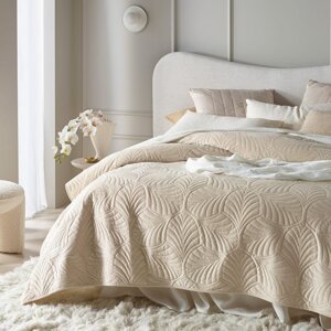 Feel Krémszínű bársonyos ágytakaró 170 x 210 cm
