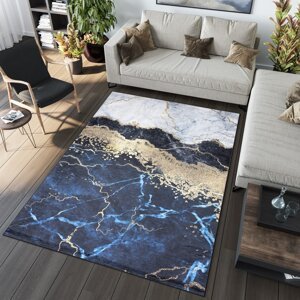 Kék trendi szőnyeg absztrakt mintával Szélesség: 80 cm | Hossz: 200 cm