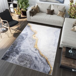 Modern szürke szőnyeg absztrakt mintával Szélesség: 80 cm | Hossz: 200 cm