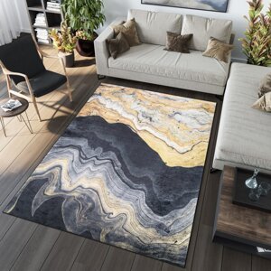 Fekete design szőnyeg absztrakt mintával Szélesség: 140 cm | Hossz: 200 cm