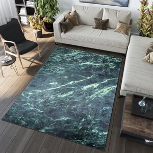 Modern zöld szőnyeg márvány mintával Szélesség: 120 cm | Hossz: 170 cm