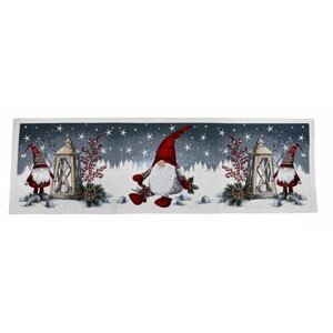 Gobelin karácsonyi asztalterítő futó - kobold lámpással 40x180 cm