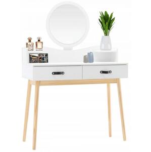 Fehér skandináv öltözőasztal tükörrel
