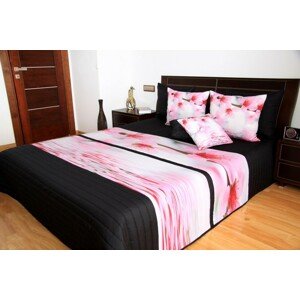 Rózsaszín-fekete 3D ágytakaró virágokkal Szélesség: 220 cm | Hossz: 240 cm