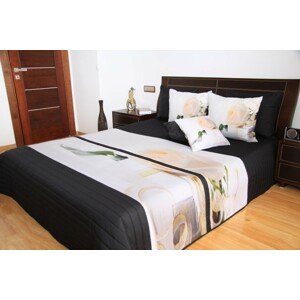 Fekete-fehér ágytakaró, romantikus rózsa motívummal Szélesség: 220 cm | Hossz: 240 cm