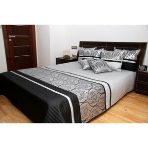 Luxus ágytakaró fekete-ezüstszürke színben Szélesség: 200 cm | Hossz: 220 cm