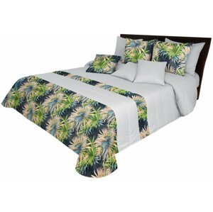 Megfordítható ágytakaró világosszürke színben, egzotikus virágmintával Szélesség: 260 cm | Hossz: 240 cm