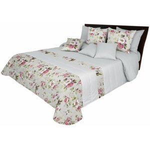 Megfordítható ágytakaró világosszürke színben, romantikus virágmintával Szélesség: 200 cm | Hossz: 220 cm
