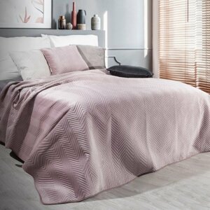 Púderrózsaszín dekoratív kétoldalas ágytakaró Szélesség: 200 cm | Hossz: 220 cm