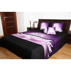 Fekete és lila ágytakarók tavirózsa motívummal Szélesség: 220 cm | Hossz: 240 cm.