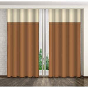 Kétszínű dekoratív függöny csíkos szalaggal Hossz: 250 cm