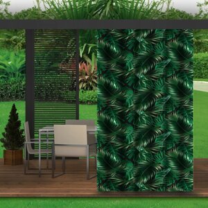 Zöld függöny kerti pavilonhoz, levélmotívummal Szélesség: 155 cm Hossz: 220 cm