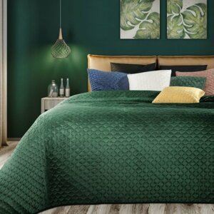 Stílusos ágytakaró sötétzöld ágyon Szélesség: 230 cm Hossz: 260 cm