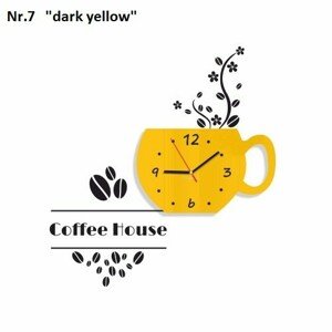 Kávéház dekoratív óra a konyhába Sötét sárga