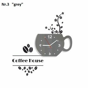 Kávéház dekoratív óra a konyhába Szürke