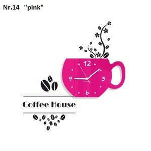 Kávéház dekoratív óra a konyhába Rózsaszín