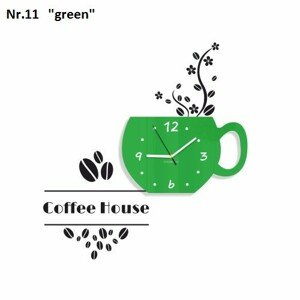 Kávéház dekoratív óra a konyhába Zöld