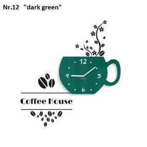 Kávéház dekoratív óra a konyhába Sötétzöld