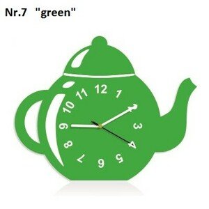 Dekoratív konyhai óra teáskanna alakban Zöld
