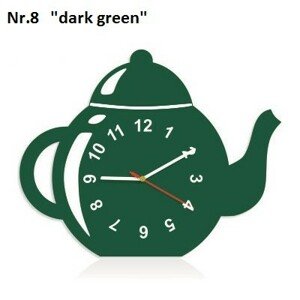 Dekoratív konyhai óra teáskanna alakban Sötétzöld