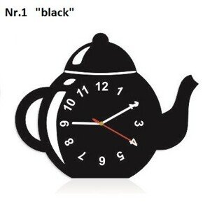 Dekoratív konyhai óra teáskanna alakban Fekete