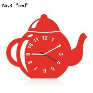 Dekoratív konyhai óra teáskanna alakban Piros