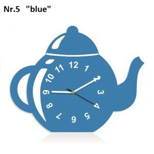Dekoratív konyhai óra teáskanna alakban Kék