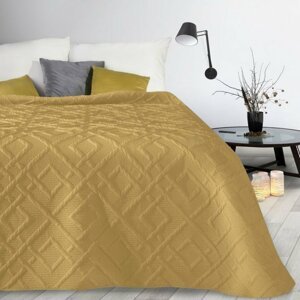 Modern ágytakaró mustársárga színű mintával Szélesség: 230 cm | Hossz: 260 cm