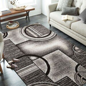 Modern szürke-barna szőnyeg absztrakt körökkel Szélesség: 240 cm | Hossz: 330 cm