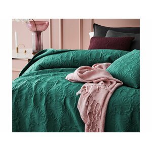 Gyönyörű sötétzöld steppelt ágytakaró 220 x 240 cm