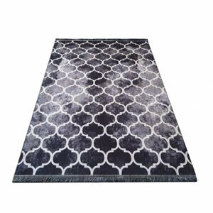 Fekete csúszásgátló szőnyeg díszekkel Szélesség: 80 cm | Hossz: 150 cm