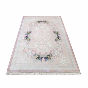 Rózsaszín csúszásgátlós szőnyeg, finom virágmintával Szélesség: 120 cm | Hossz: 180 cm