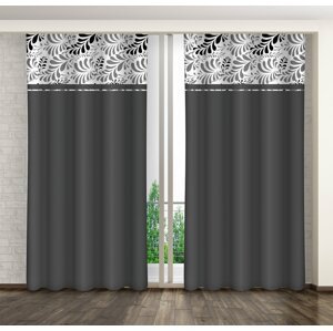 Elegáns szürke függöny szürke-fekete díszítéssel Szélesség: 160 cm | Hossz: 250 cm