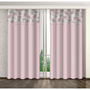 Rózsaszín dekoratív függöny rózsaszín pünkösdi rózsaszín nyomtatással Szélesség: 160 cm | Hossz: 250 cm