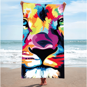 Strandtörülköző színes oroszlánnal Szélesség: 100 cm | Hosszúság: 180 cm