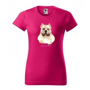 Női póló eredeti nyomtatással egy amerikai bully kutya tulajdonosának Rózsaszín M