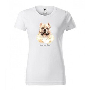Női póló eredeti nyomtatással egy amerikai bully kutya tulajdonosának Fehér L