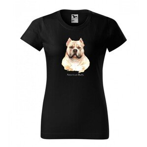 Női póló eredeti nyomtatással egy amerikai bully kutya tulajdonosának Fekete L