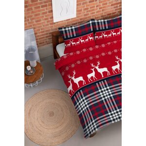 Modern karácsonyi ágynemű piros rénszarvassal Méret: 160x200 cm | 2 x 70x80 cm