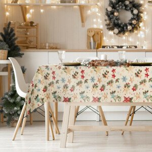 Karácsonyi bézs asztalterítő szőtt mintával Szélesség: 140 cm | Hossza: 180 cm