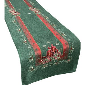 Karácsonyi zöld stólát hímzéssel Szélesség: 55 cm | Hosszúság: 120 cm