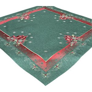 Karácsonyi zöld négyzet alakú terítő hímzéssel Szélesség: 85 cm | Hosszúság: 85 cm