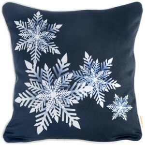 Kék karácsonyi párnahuzat hópelyhekkel díszítve Šírka: 45 cm | Dĺžka: 45 cm