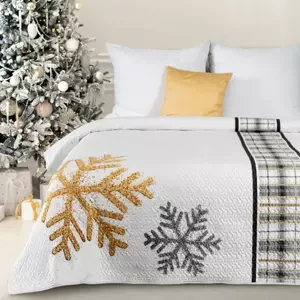 Fehér karácsonyi ágytakaró hópelyhes mintával Szélesség: 220 cm | Hossz: 240 cm